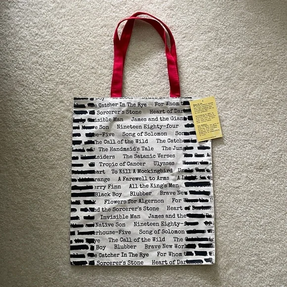 NWT Out of Print Banned Books Canvas Tote Bag. Interior Pocket. - Picture 1 of 4